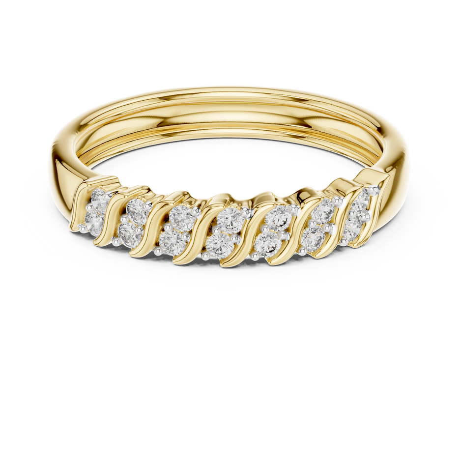 Swirl S-Curve Pave Set Lab Grown Diamond Ring