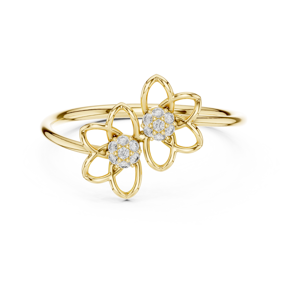 Dual Botanical Floral Cluster Lab Grown Diamond Ring