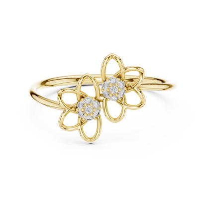 Dual Botanical Floral Cluster Lab Grown Diamond Ring