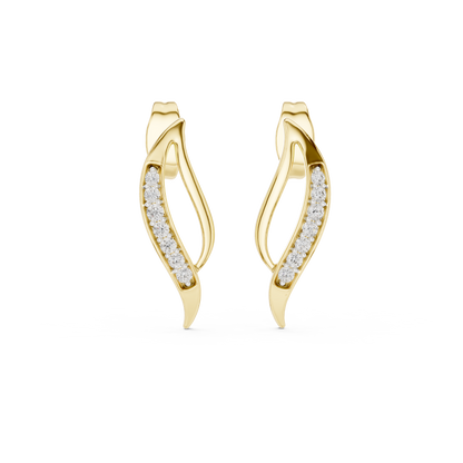 Round Pave Leaf Motif Lab Grown Diamond Earring