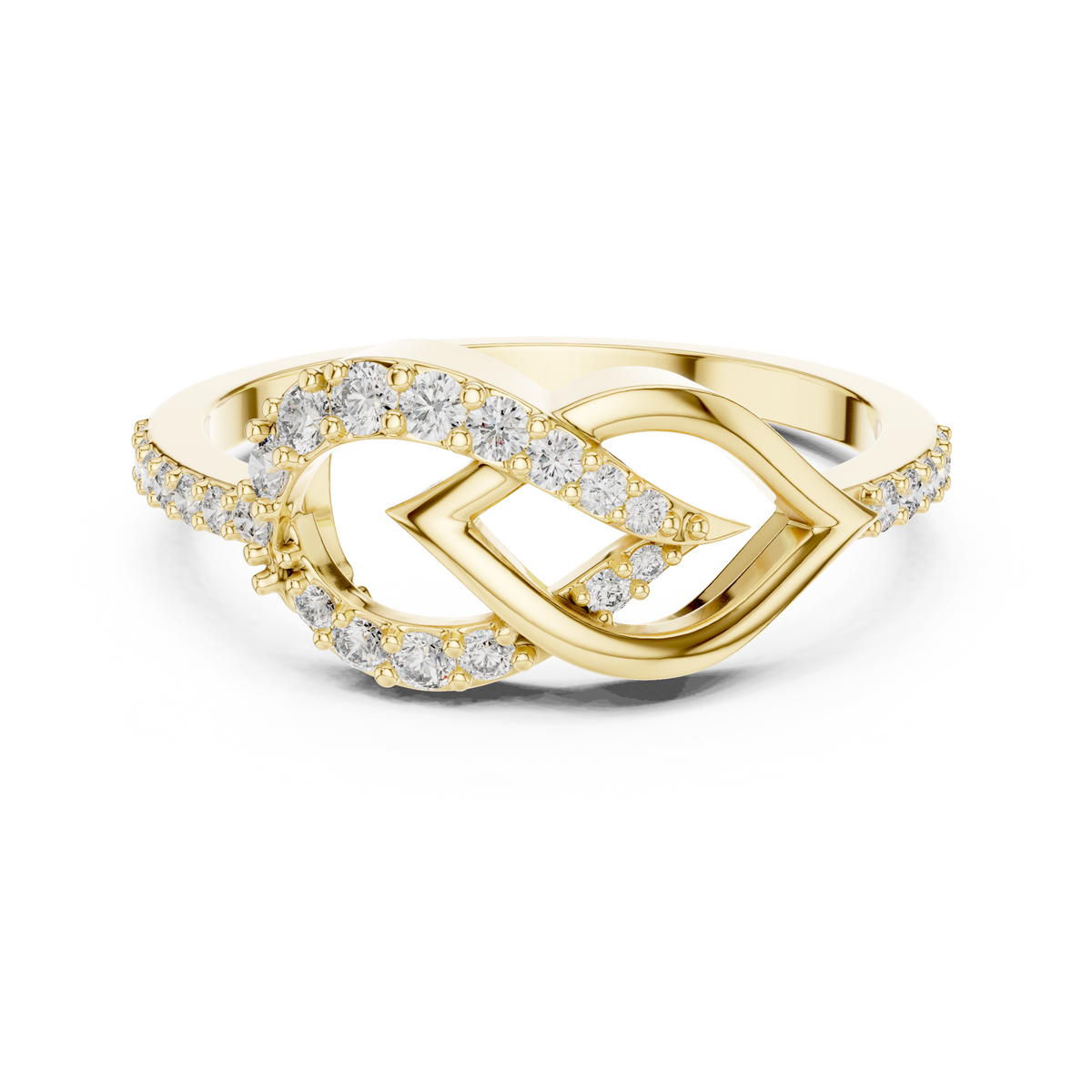 Asymmetrical Interlocking Chevron Infinity Pave Lab Grown Diamond Ring