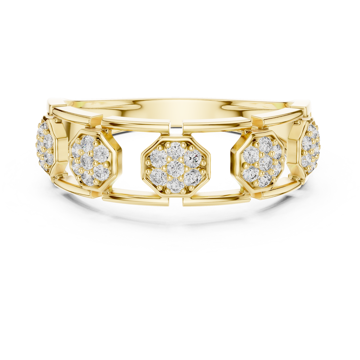 The Imperial Geometric Multi Octagon Pave Openwork Lab Grown Diamond Ring