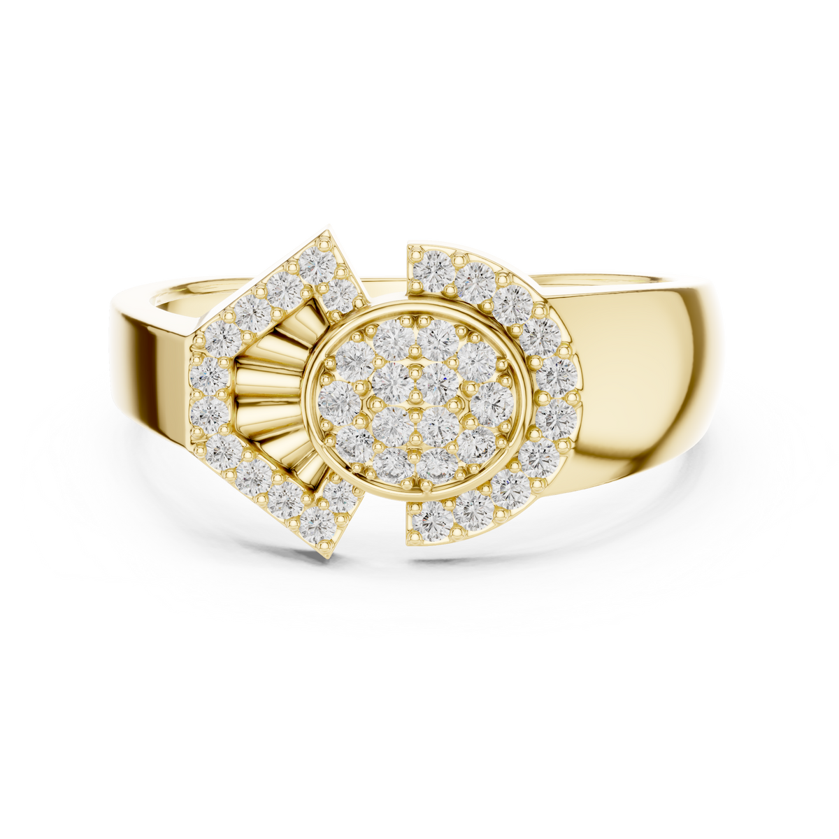 Art Deco Sunburst Fan Pave Set Cluster Lab Grown Diamond Ring