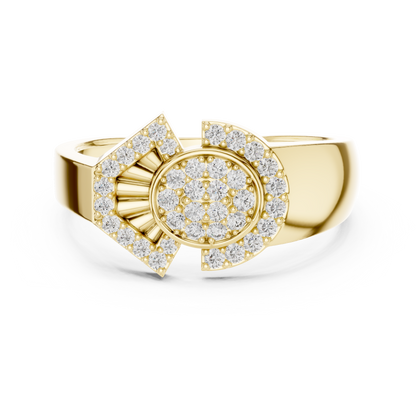 Art Deco Sunburst Fan Pave Set Cluster Lab Grown Diamond Ring