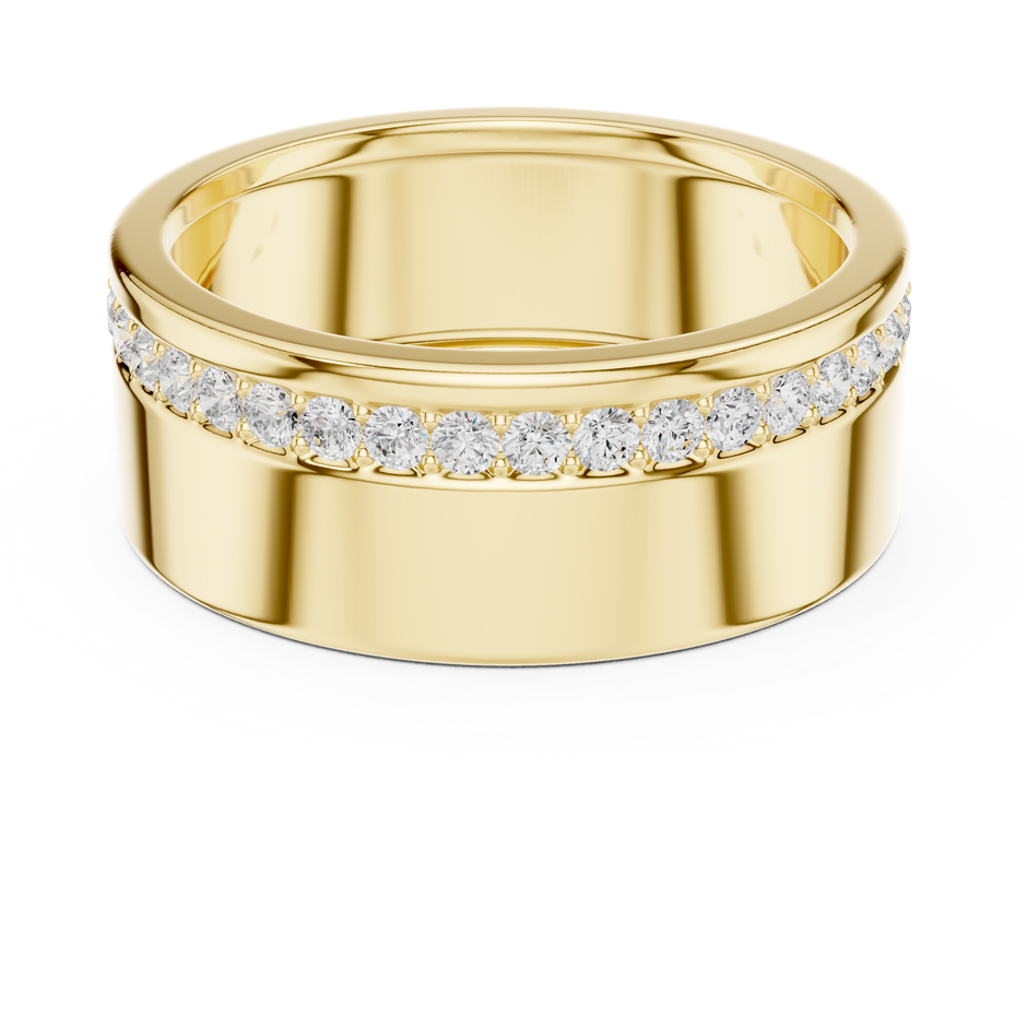 Offset Channel Round Shape Lab Grown Diamond Ring Wide Band Style