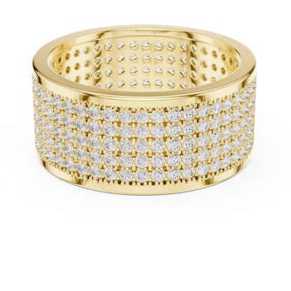 Multi Row Micro Pave Round Shape Lab Grown Diamond Ring Eternity Band