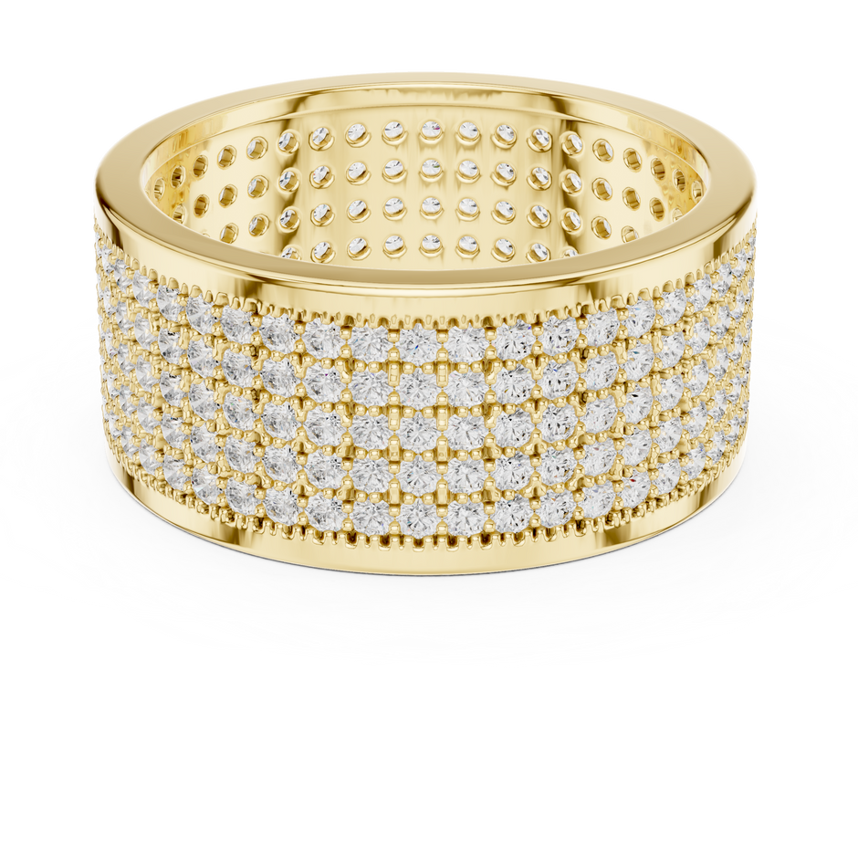 Multi Row Micro Pave Round Shape Lab Grown Diamond Ring Eternity Band