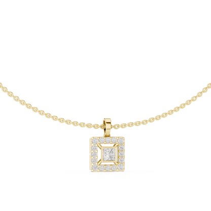 The Royal Geometric Square Halo Lab Grown Diamond Pendant.