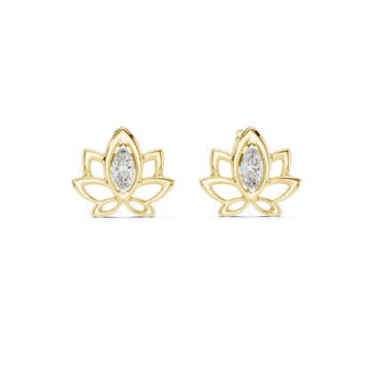 Marquise Cut Lotus Blossom Lab Grown Diamond Earring