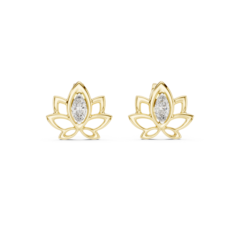 Marquise Cut Lotus Blossom Lab Grown Diamond Earring