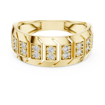 Wide Double Row Pave Diamond Fashion Band Lab Grown Diamond Ring