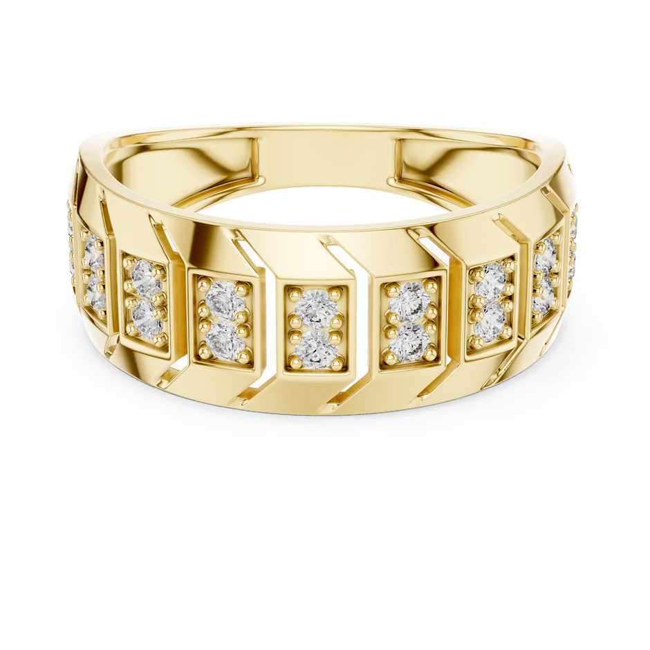 Wide Double Row Pave Diamond Fashion Band Lab Grown Diamond Ring