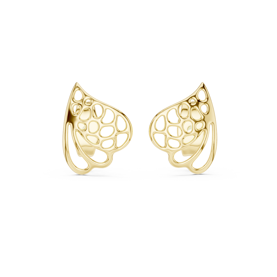 Butterfly Wing Openwork Gold Stud Earring