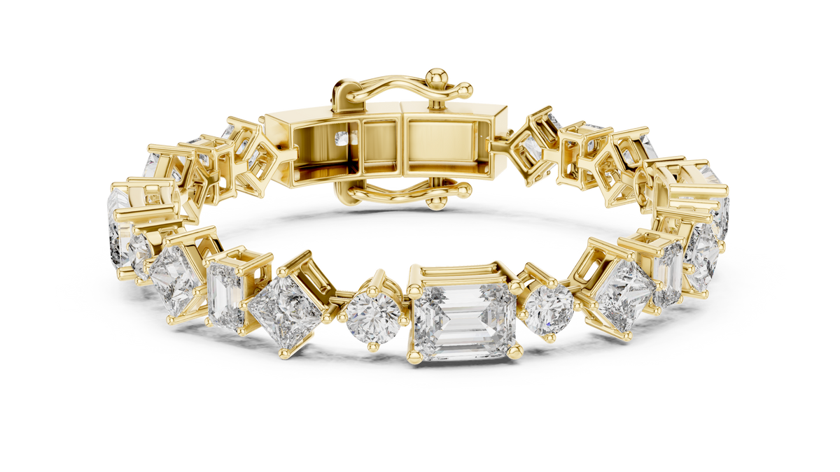 The Mosaic Multi-Shape Fancy Cut Lab Grown Diamond Tennis Bracelet.