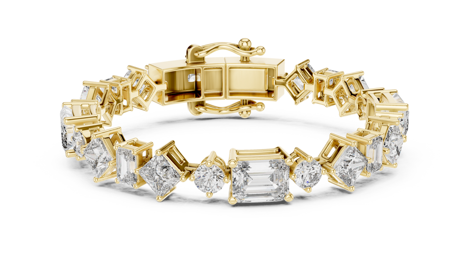 The Mosaic Multi-Shape Fancy Cut Lab Grown Diamond Tennis Bracelet.