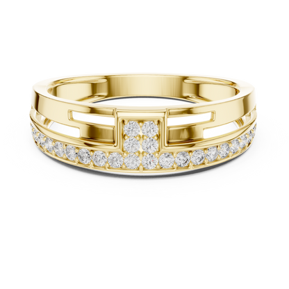 The Imperial Geometric Square Center Pave Channel Lab Grown Diamond Ring