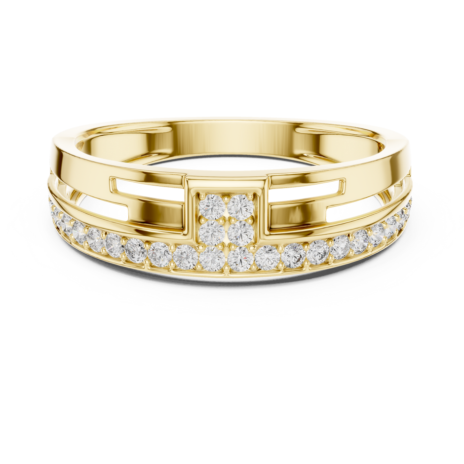 The Imperial Geometric Square Center Pave Channel Lab Grown Diamond Ring