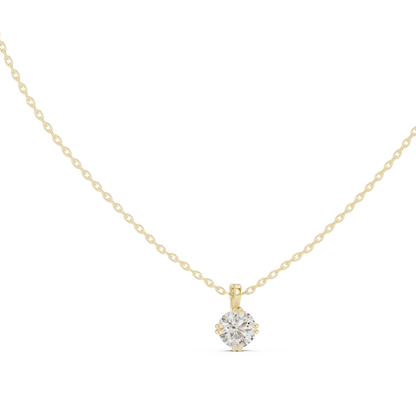 Double-Claw Round Lab Grown Diamond Solitaire Pendant