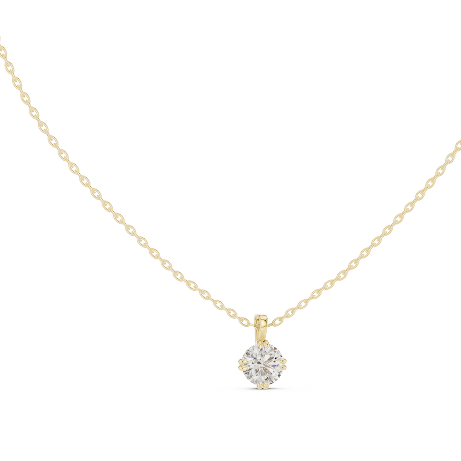 Double-Claw Round Lab Grown Diamond Solitaire Pendant