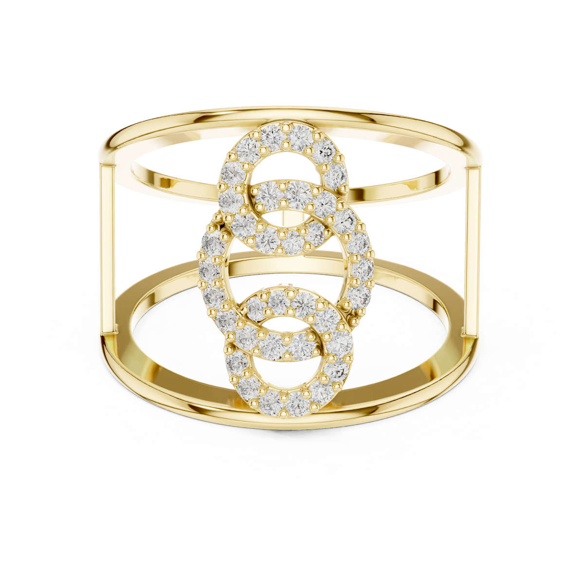 Sculptural Openwork Multi-Band Pave Lab Grown Diamond Ring