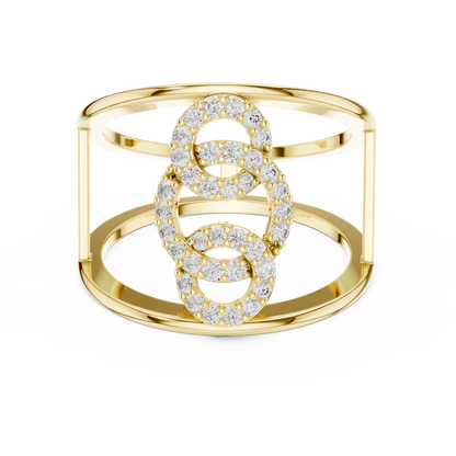 Sculptural Openwork Multi-Band Pave Lab Grown Diamond Ring