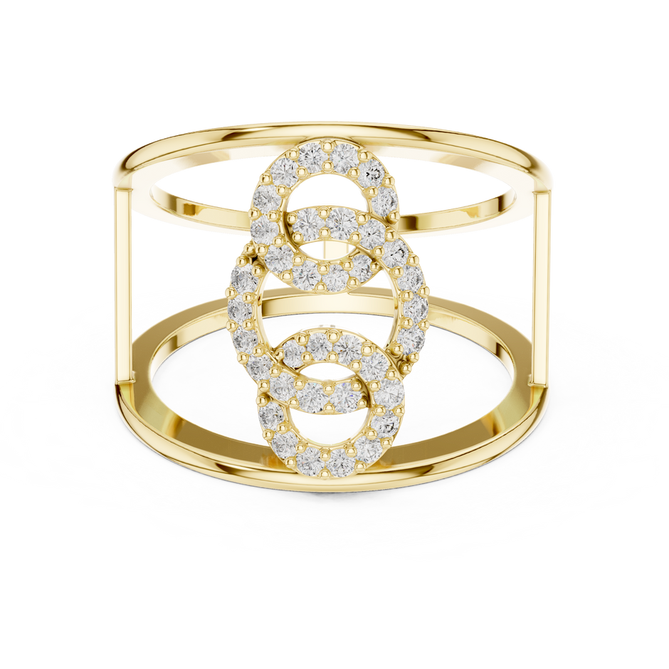Sculptural Openwork Multi-Band Pave Lab Grown Diamond Ring
