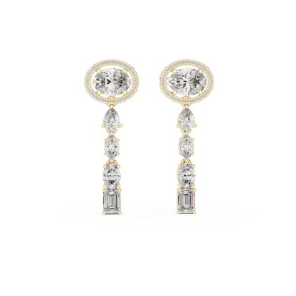 Oval Halo and Mixed-Cut Lab-Grown Diamond Drop Earrings