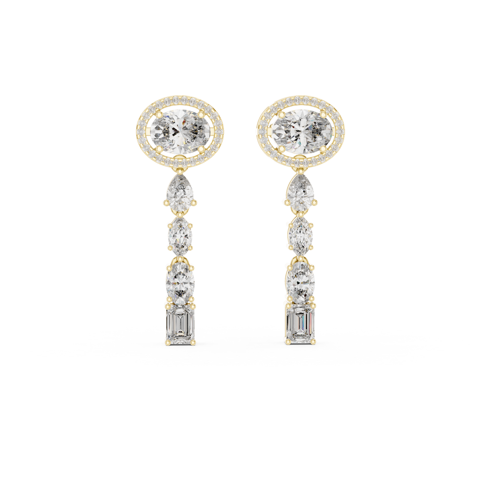 Oval Halo and Mixed-Cut Lab-Grown Diamond Drop Earrings