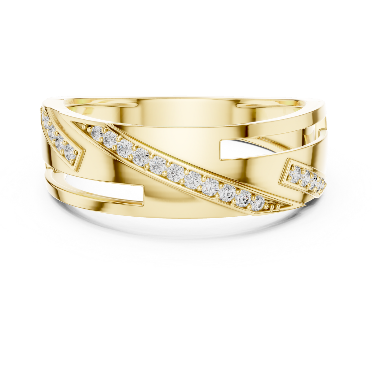The Imperial Geometric Diagonal Pave Wave Cutout Lab Grown Diamond Ring