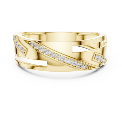 The Imperial Geometric Diagonal Pave Wave Cutout Lab Grown Diamond Ring