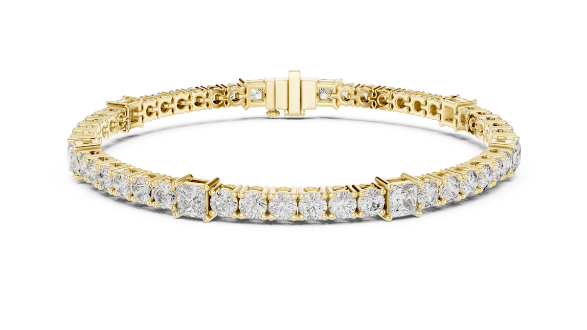 Alternating Princess & Round Lab Grown Diamond Tennis Bracelet.