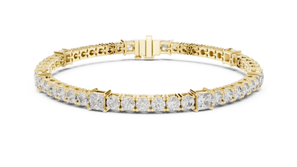Alternating Princess & Round Lab Grown Diamond Tennis Bracelet.