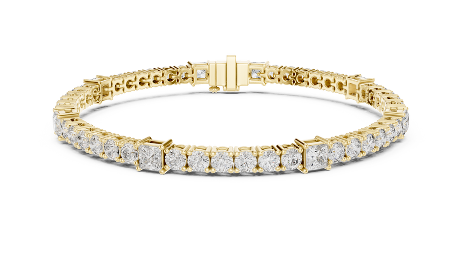 Alternating Princess & Round Lab Grown Diamond Tennis Bracelet.
