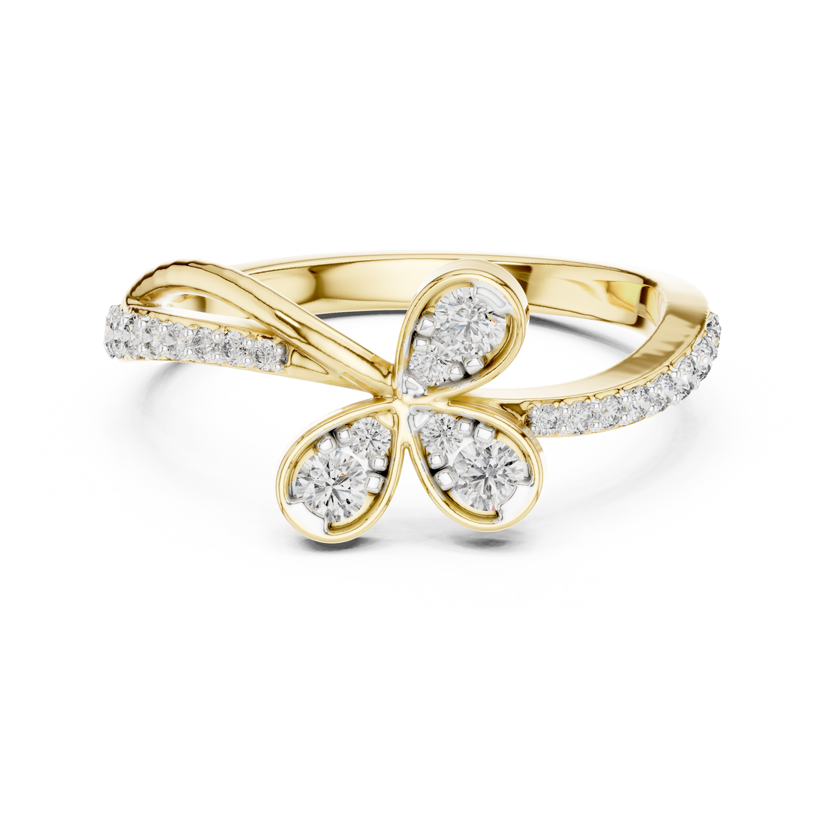 Bypass Butterfly Pave Set Lab Grown Diamond Ring