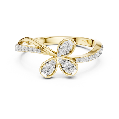 Bypass Butterfly Pave Set Lab Grown Diamond Ring