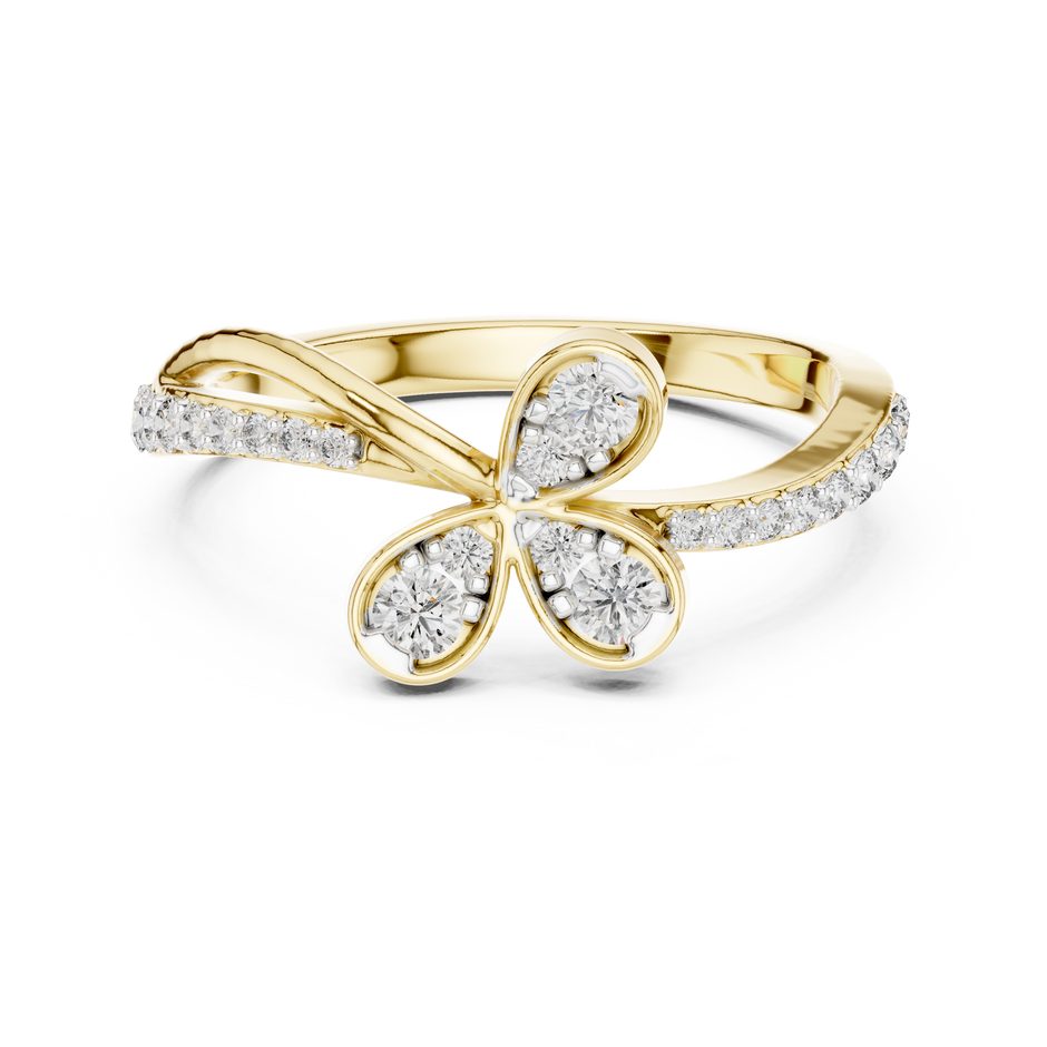Bypass Butterfly Pave Set Lab Grown Diamond Ring
