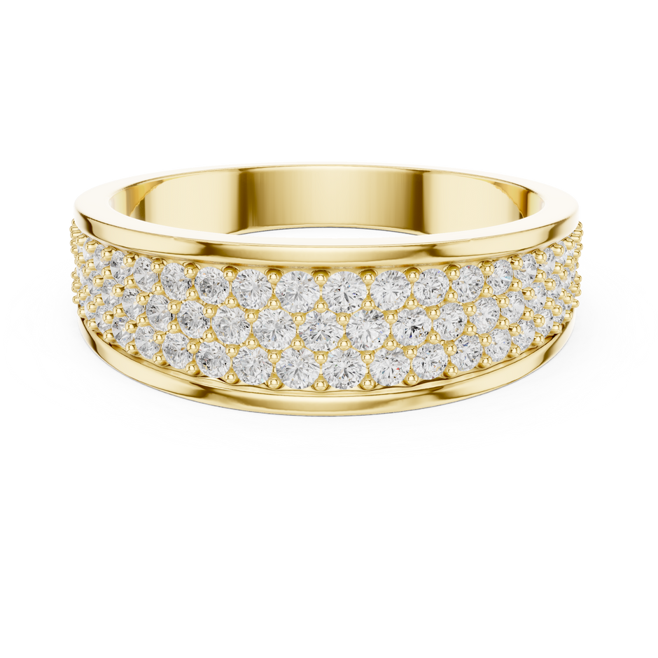 Triple Row Pave Lab Grown Diamond Curved Band