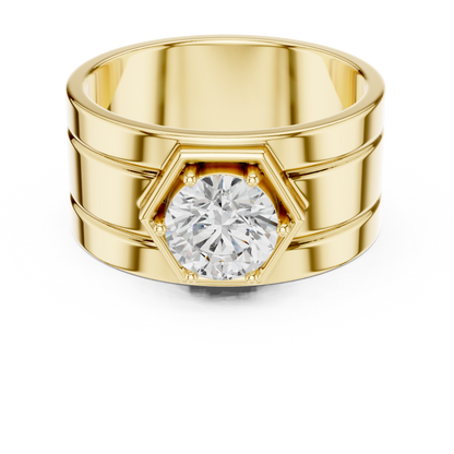 Hexagonal Solitaire 1.40 Ct Round Lab Grown Diamond Ring