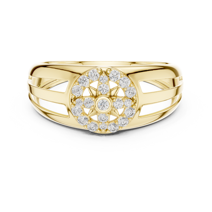 Circular Compass Wheel Pave Halo Openwork Lab Grown Diamond Ring