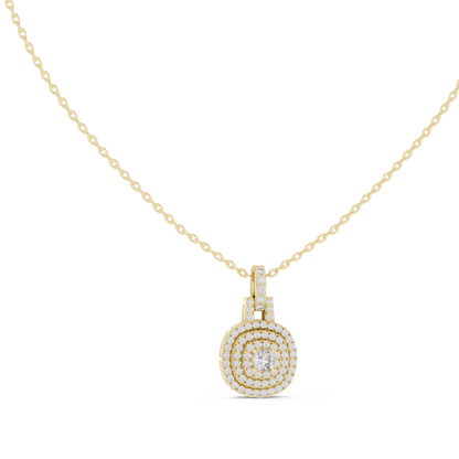 Triple Halo Cushion Cut Lab Grown Diamond Medallion Pendant