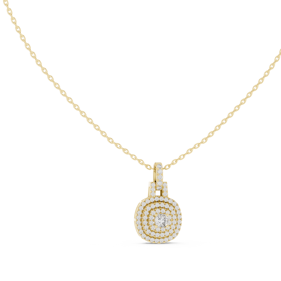 Triple Halo Cushion Cut Lab Grown Diamond Medallion Pendant