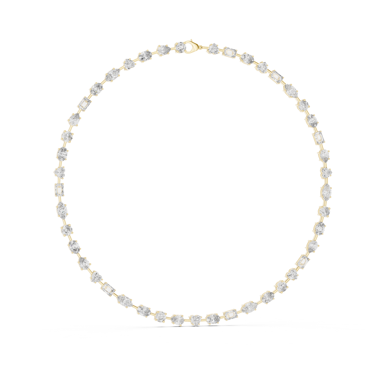 Multi-Shape Fancy Cut Lab Grown Diamond Station Tennis Necklace