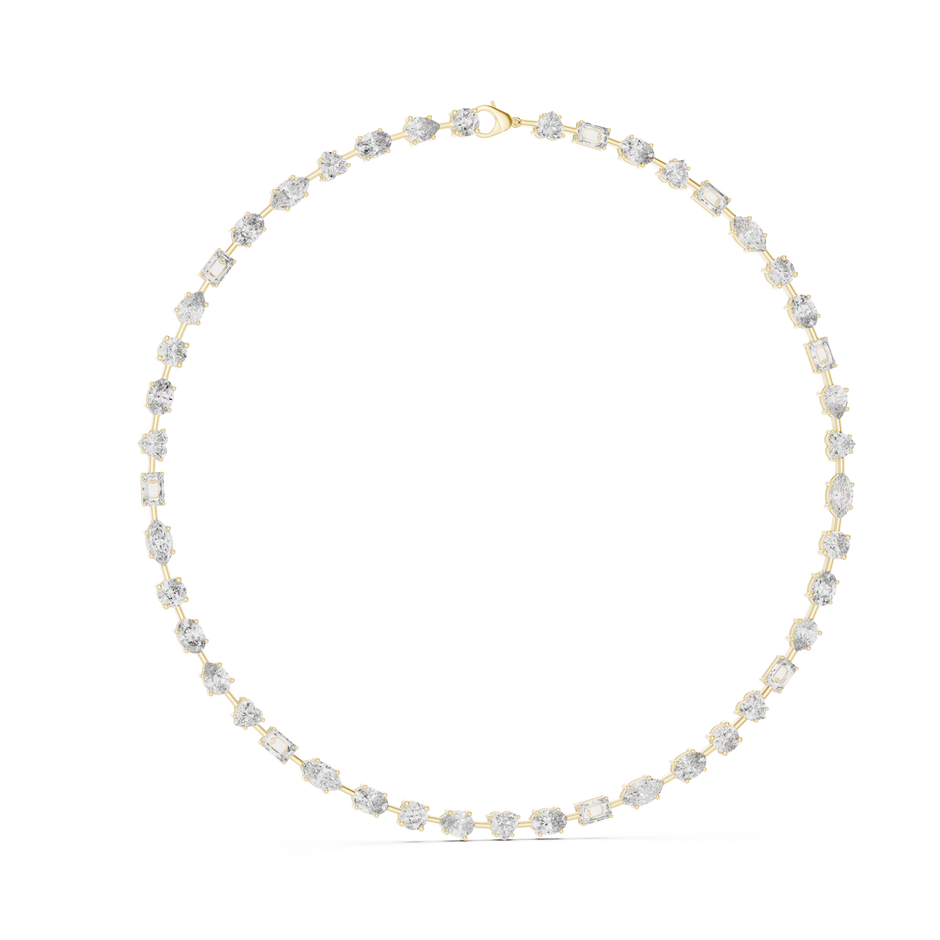 Multi-Shape Fancy Cut Lab Grown Diamond Station Tennis Necklace
