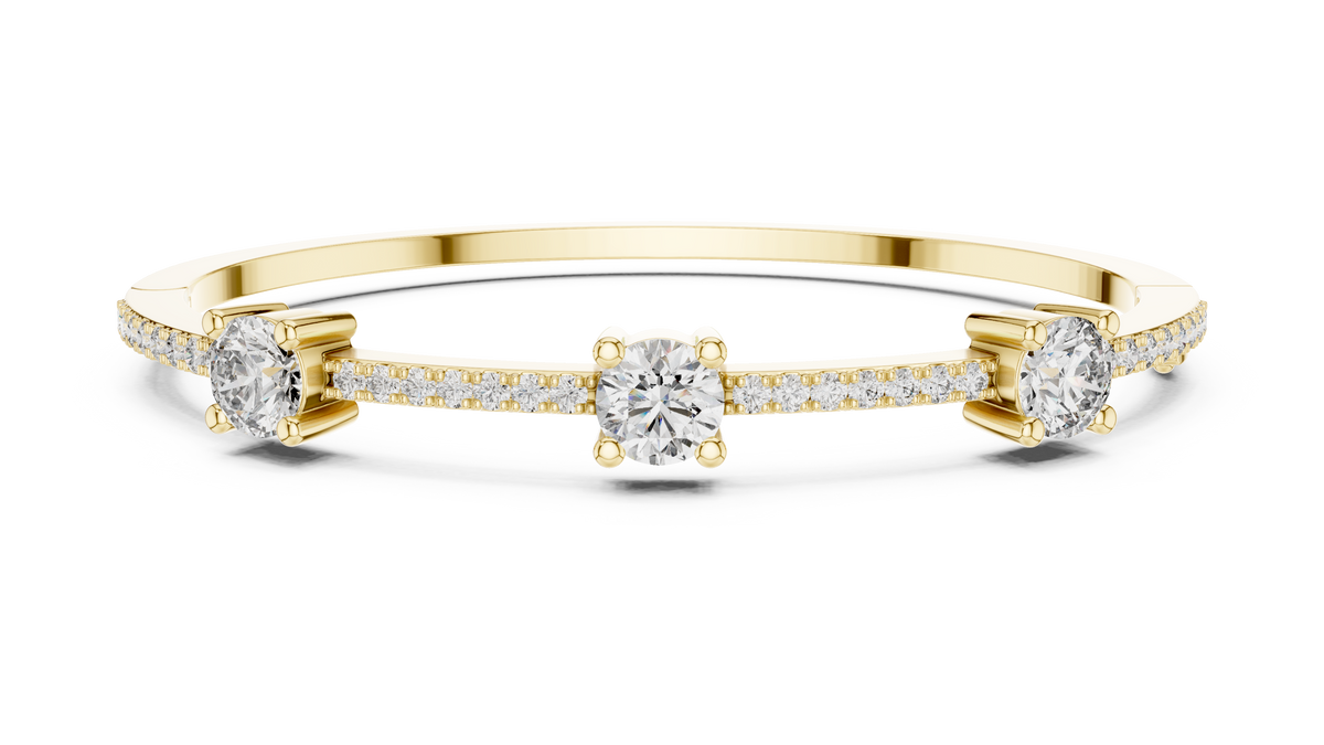 The Trinity Three-Stone Pave Lab Grown Diamond Bangle