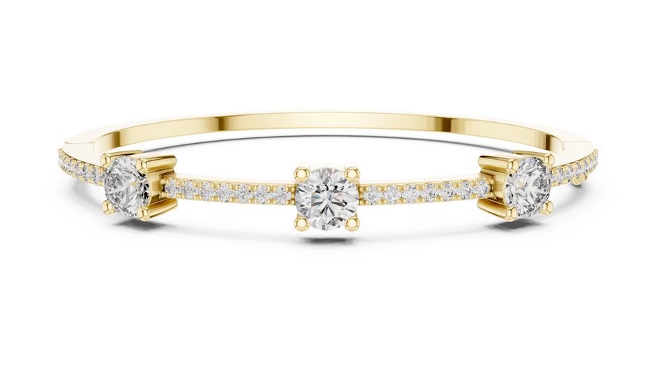 The Trinity Three-Stone Pave Lab Grown Diamond Bangle