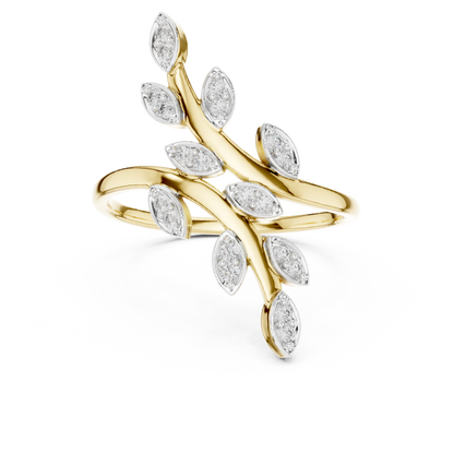 Bypass Botanical Leaf Cluster Lab Grown Diamond Ring