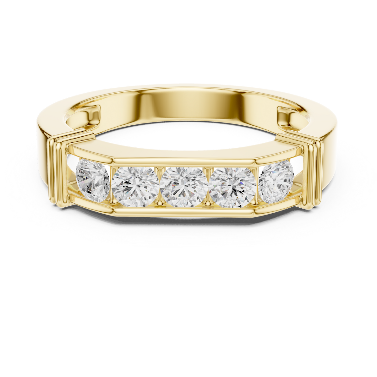 Five Stone Channel Set Round Lab Grown Diamond Ring Band