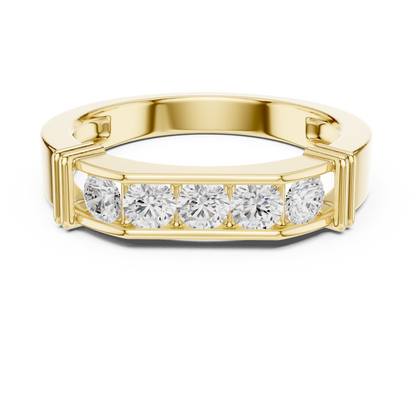 Five Stone Channel Set Round Lab Grown Diamond Ring Band