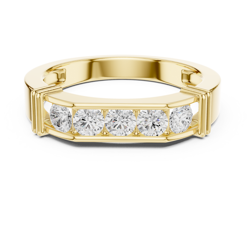 Five Stone Channel Set Round Lab Grown Diamond Ring Band