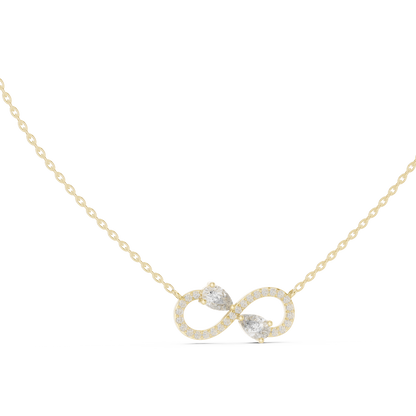 Dual Pear Cut Lab Grown Diamond Pave Infinity Ribbon Pendant